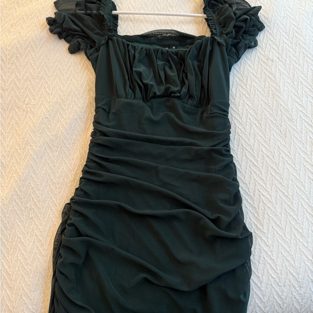 Windsor Dark Green Ruched Mini Dress